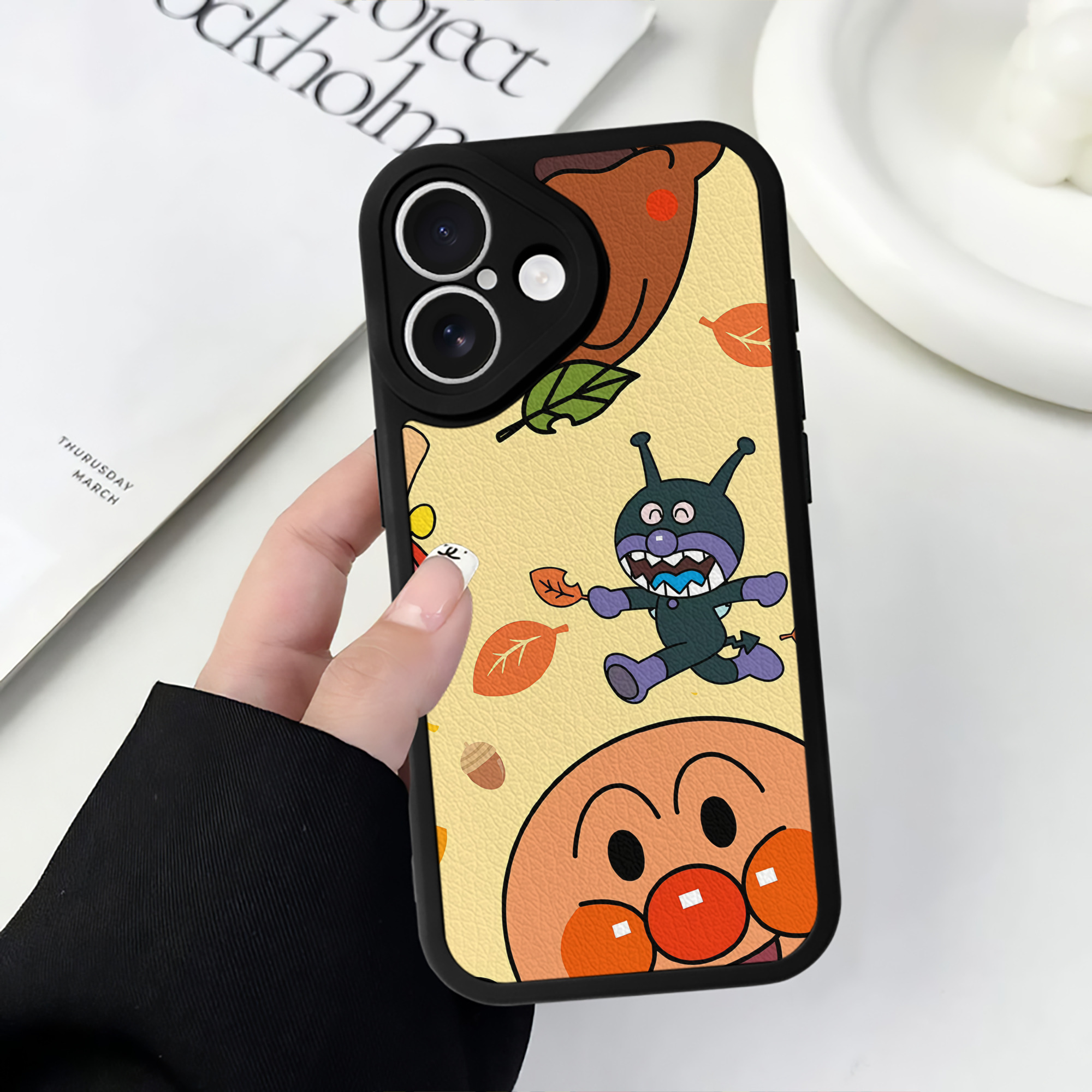 （画像用） アンパンマン Anpanman 【iPhone 16シリーズ対応】シリコンスマホケース（レザー調） 材質：シリコン